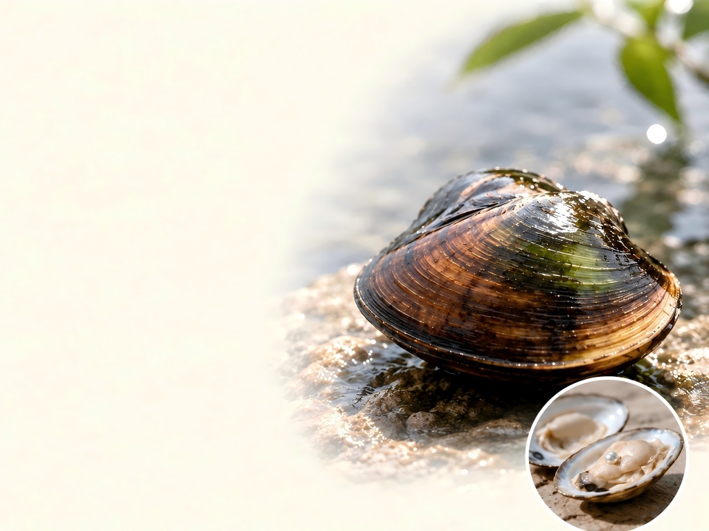 A freshwater mussel in its natural cultivation environment.